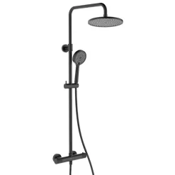 Swiss Aqua Technologies Colonne de douche avec mitigeur thermostatique + Douche de tête 240 mm + Douchette 2 jets, Noir
