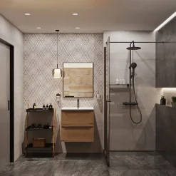 Swiss Aqua Technologies Colonne de douche avec mitigeur thermostatique + Douche de tête 240 mm + Douchette 2 jets, Noir