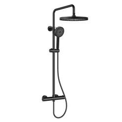 Hansgrohe Swiss Aqua Technologies Colonne de douche XXL 250 avec mitigeur thermostatique, Douchette 3 jets, noir mat (SATSSTKEC)