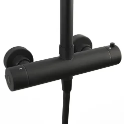 Hansgrohe Swiss Aqua Technologies Colonne de douche XXL 250 avec mitigeur thermostatique, Douchette 3 jets, noir mat (SATSSTKEC)