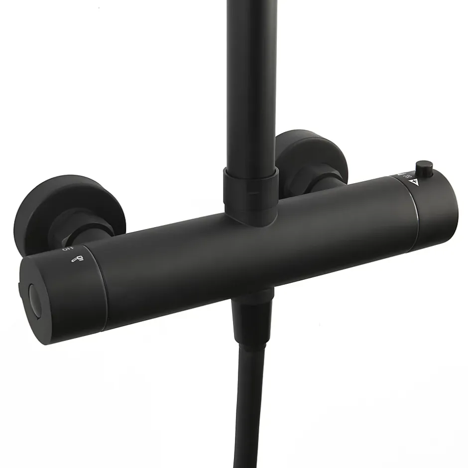 Hansgrohe Swiss Aqua Technologies Colonne de douche XXL 250 avec mitigeur thermostatique, Douchette 3 jets, noir mat (SATSSTKEC)