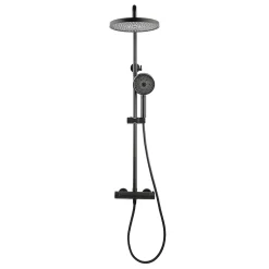 Hansgrohe Swiss Aqua Technologies Colonne de douche XXL 250 avec mitigeur thermostatique, Douchette 3 jets, noir mat (SATSSTKEC)