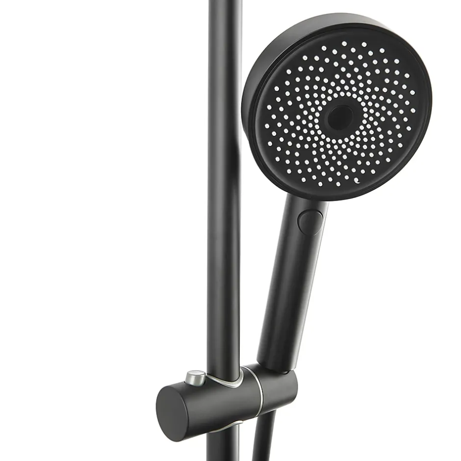 Hansgrohe Swiss Aqua Technologies Colonne de douche XXL 250 avec mitigeur thermostatique, Douchette 3 jets, noir mat (SATSSTKEC)