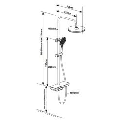 Swiss Aqua Technologies Colonne de douche avec douchette 3 jets, Mitigeur thermostatique, Barre réglable en hauteur, Noir/Chrome