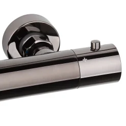 Swiss Aqua Technologies Colonne de douche, douchette stick Mitigeur thermostatique Barre réglable en hauteur, Gun métal SATDASSTK* Colonne De Douche Hydromassante