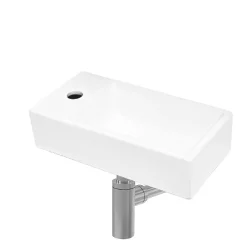 Swiss Aqua Technologies Ensemble lave-mains suspendu avec trou pour robinetterie 40.5x20.5 + Siphon (SATBRE4020SL-SET2)