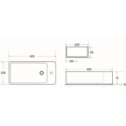 Swiss Aqua Technologies Ensemble lave-mains suspendu avec trou pour robinetterie 40.5x20.5 + Siphon (SATBRE4020SL-SET2)