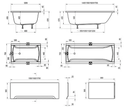 Swiss Aqua Technologies Fusion 170 x 70 cm Baignoire droite en acrylique, sans pieds, blanc (SIKOVR170)* Baignoire Droite