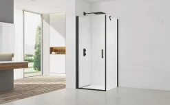 Swiss Aqua Technologies Fusion ensemble porte pivotante /paroi 100x80cm anticalcaire avec profilés noir mat (SATFUD100S80C)