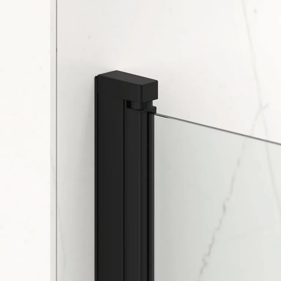 Swiss Aqua Technologies Fusion ensemble porte pivotante /paroi 100x80cm anticalcaire avec profilés noir mat (SATFUD100S80C)
