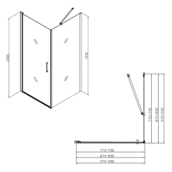 Swiss Aqua Technologies Fusion ensemble porte pivotante /paroi 100x80cm anticalcaire avec profilés noir mat (SATFUD100S80C)