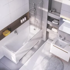Swiss Aqua Technologies Fusion 150 x 70 cm Baignoire gain de place en acrylique, sans pieds, blanc (SIKOVR150)