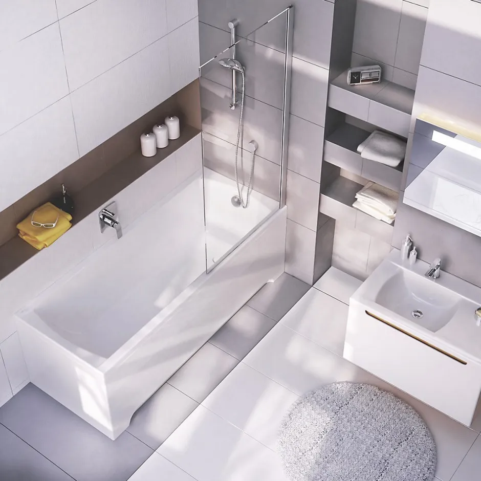 Swiss Aqua Technologies Fusion 150 x 70 cm Baignoire gain de place en acrylique, sans pieds, blanc (SIKOVR150)