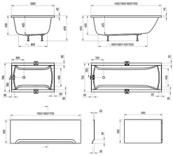 Swiss Aqua Technologies Fusion 150 x 70 cm Baignoire gain de place en acrylique, sans pieds, blanc (SIKOVR150)