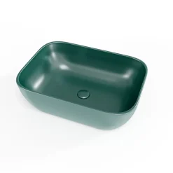 Swiss Aqua Technologies Infinitio Vasque à poser 45,5 x 32,5 x 13,5 cm, sans trop-plein, Vert foncé mat (SATINF4532DGEM)* Vasque À Poser
