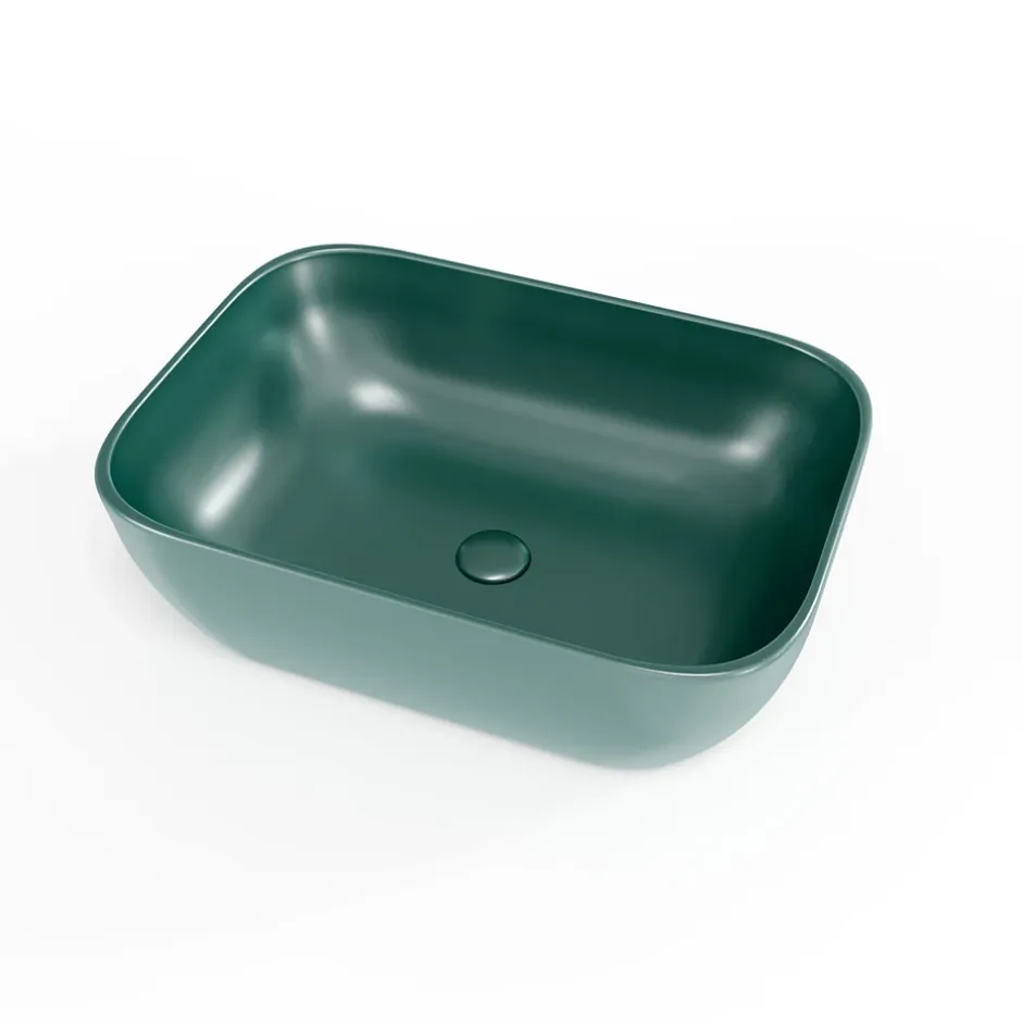 Swiss Aqua Technologies Infinitio Vasque à poser 45,5 x 32,5 x 13,5 cm, sans trop-plein, Vert foncé mat (SATINF4532DGEM)* Vasque À Poser