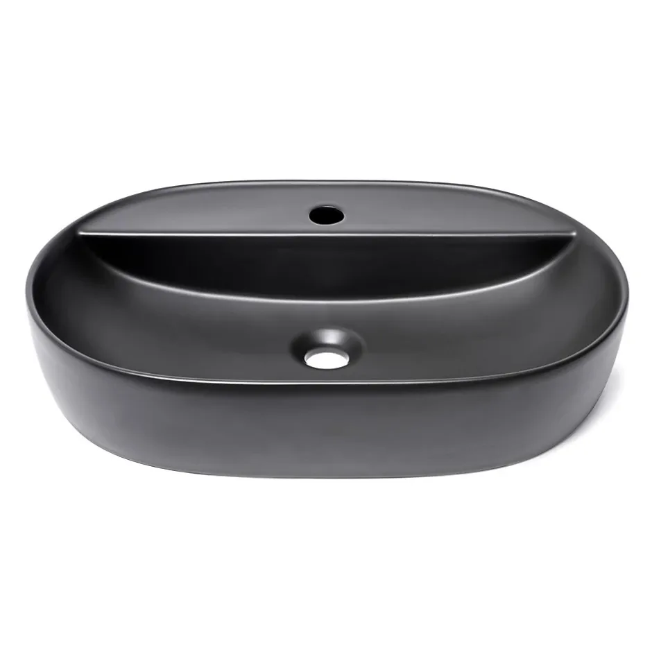 Swiss Aqua Technologies Infinitio Vasque à poser 60x40 cm, sans trop-plein, avec trou pour robinetterie, Noir mat (SATINF6040BKM)* Vasque À Poser