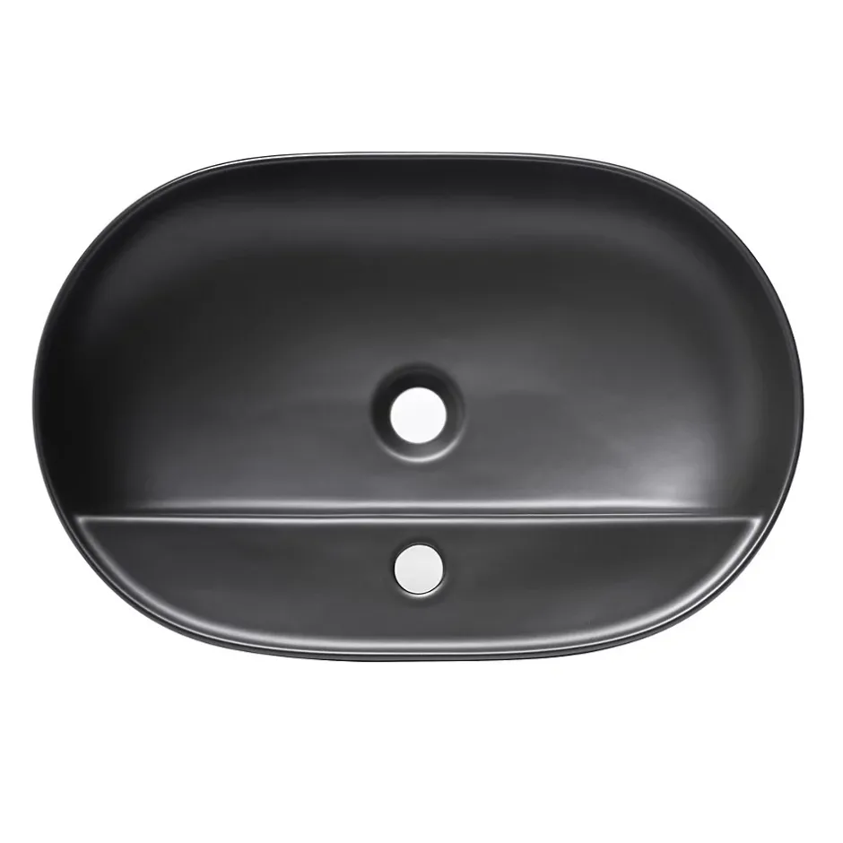 Swiss Aqua Technologies Infinitio Vasque à poser 60x40 cm, sans trop-plein, avec trou pour robinetterie, Noir mat (SATINF6040BKM)* Vasque À Poser