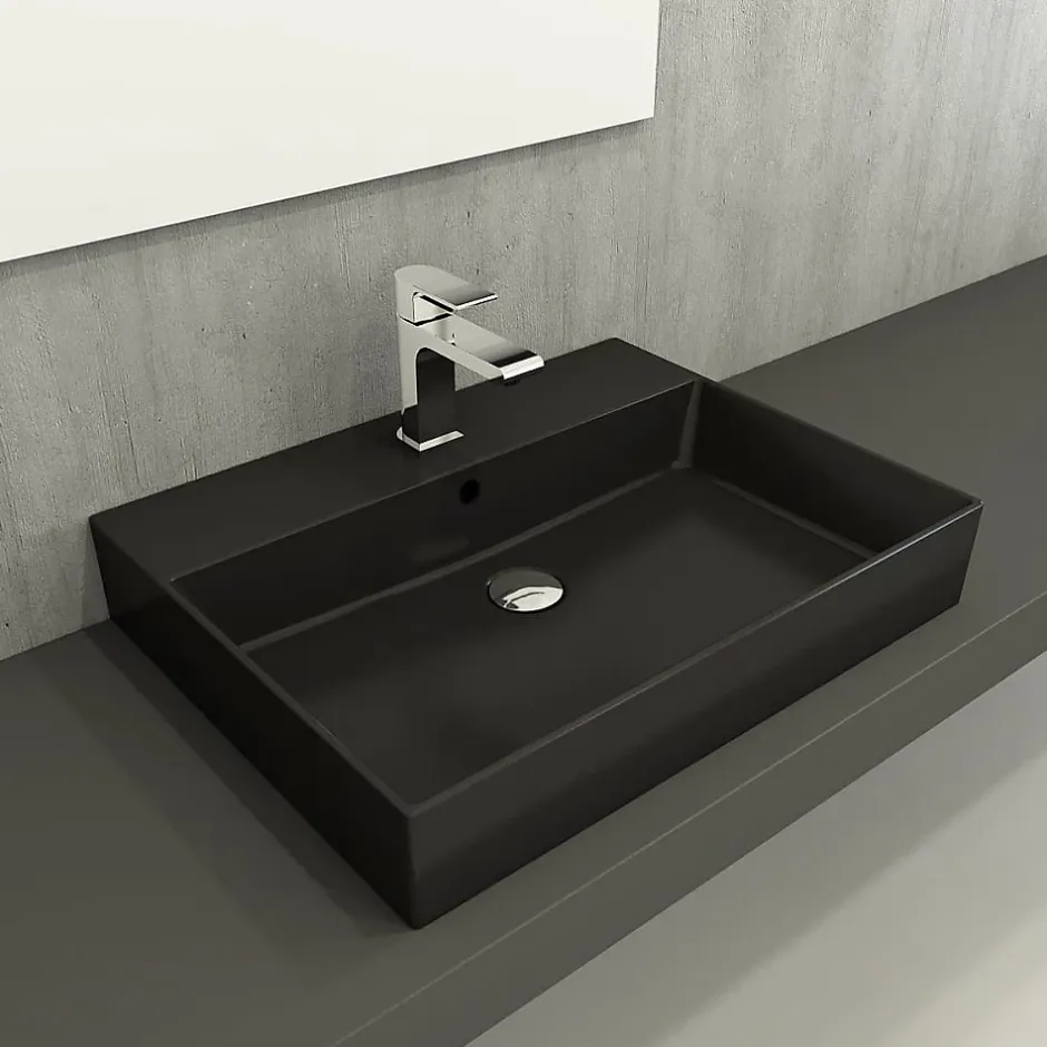 Swiss Aqua Technologies Lavabo rectangulaire noir mat SAT Infinitio 60,5x46,5 cm (SATINF6046BKM)* Vasque À Poser