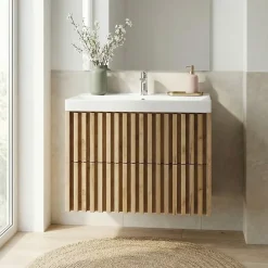 Swiss Aqua Technologies Meuble de salle de bain avec lavabo SAT Delano 80x46 cm chêne mat (DELANO80ZDUM)* Meuble Vasque