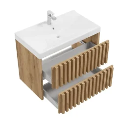 Swiss Aqua Technologies Meuble de salle de bain avec lavabo SAT Delano 80x46 cm chêne mat (DELANO80ZDUM)* Meuble Vasque