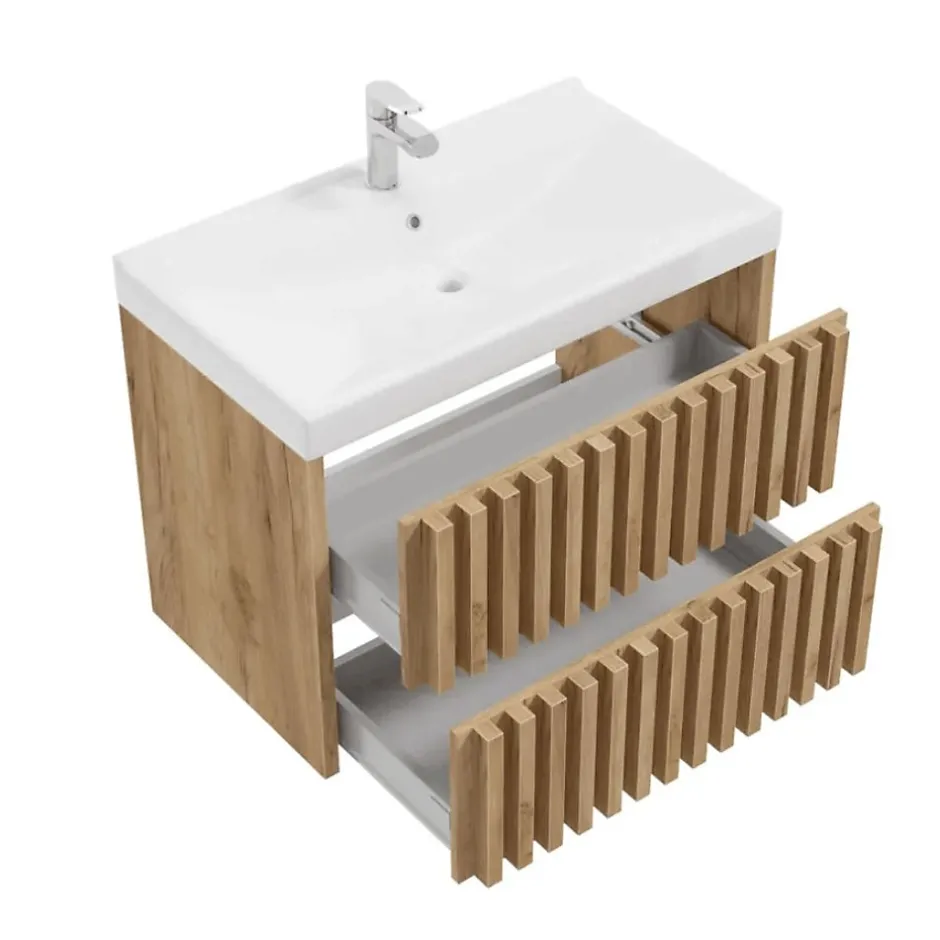 Swiss Aqua Technologies Meuble de salle de bain avec lavabo SAT Delano 80x46 cm chêne mat (DELANO80ZDUM)* Meuble Vasque