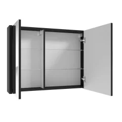 Swiss Aqua Technologies Meuble à miroir SAT Delano 80x60 cm stratifié noir (DELANOG80C)* Armoire De Salle De Bains