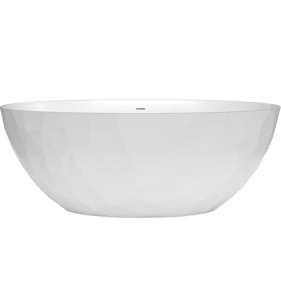 Swiss Aqua Technologies Meda Baignoire ilot autoportante 167x82,3 cm en marbre coulé 309L, sans pieds, blanc (SATME1670):