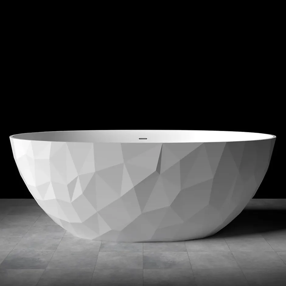 Swiss Aqua Technologies Meda Baignoire ilot autoportante 167x82,3 cm en marbre coulé 309L, sans pieds, blanc (SATME1670):