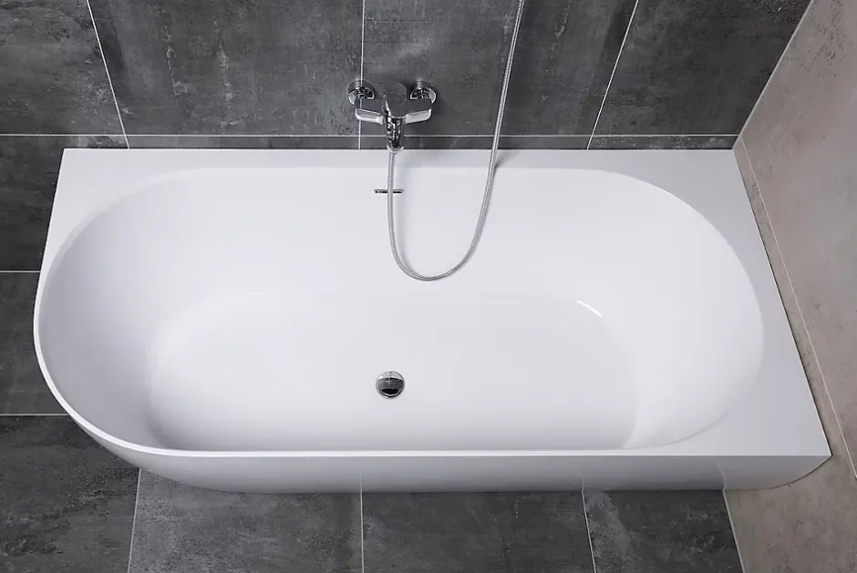 Swiss Aqua Technologies Nelly 175x82 cm Baignoire droite Autoportante orientation droite en marbre coulé, Blanc (NEL1700P)* Baignoire Droite