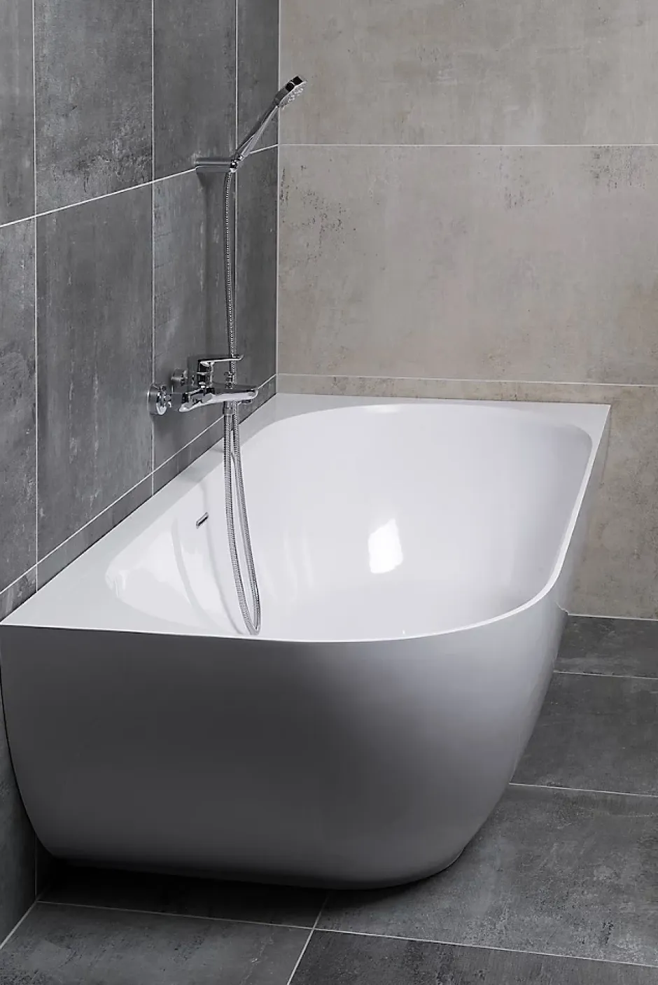 Swiss Aqua Technologies Nelly 175x82 cm Baignoire droite Autoportante orientation droite en marbre coulé, Blanc (NEL1700P)* Baignoire Droite