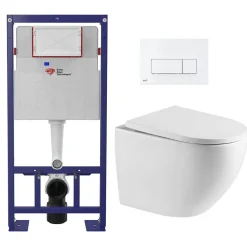 Swiss Aqua Technologies Pack WC Bâti-support Autoportant + WC sans bride SAT + Abattant SoftClose