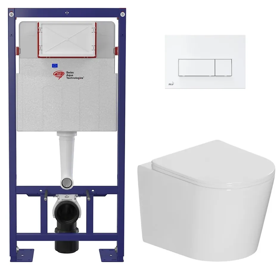 Swiss Aqua Technologies Pack WC bâti-support autoportant SAT + WC suspendu sans bride Ceramia + abattant SoftClose* Wc Suspendu