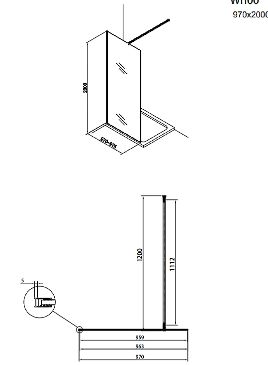 Swiss Aqua Technologies Paroi de douche à l'italienne 97x200cm Walk-in, verre fumé (SIKOWI100KS)* Paroi De Douche