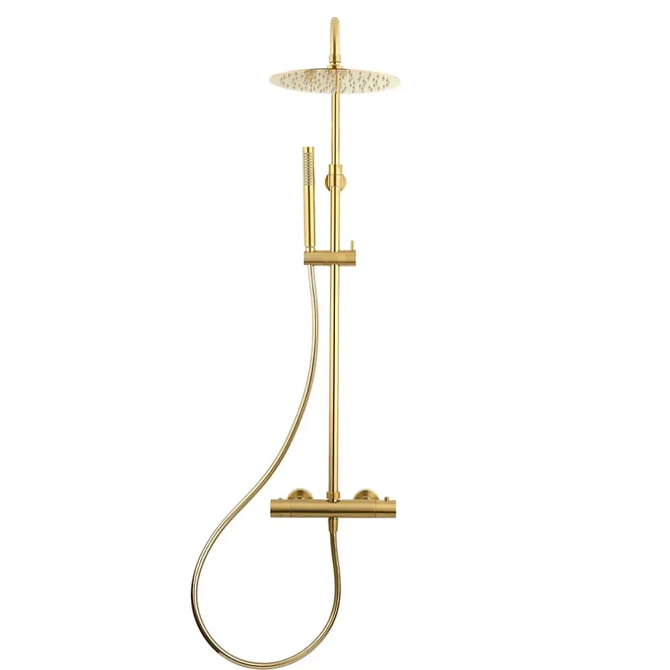 Swiss Aqua Technologies SAT DARK Colonne de douche avec Mitigeur Thermostatique, Or Brossé (SATDASSTKBZ)* Colonne De Douche Hydromassante