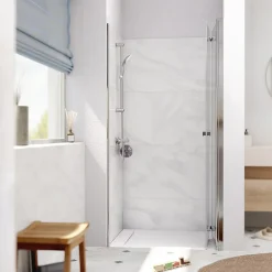 Swiss Aqua Technologies SK Porte de douche 100x196cm pliante anticalcaire avec profilé chrome brillant (SATSK100NIKA)* Porte De Douche