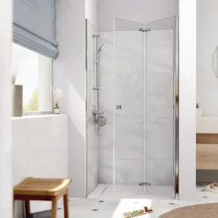 Swiss Aqua Technologies SK Porte de douche 100x196cm pliante anticalcaire avec profilé chrome brillant (SATSK100NIKA)* Porte De Douche