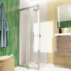 Swiss Aqua Technologies TEX-C ensemble porte compact/paroi 100x80cm anticalcaire avec profilés chrome brillant (SATTEXC100S80)* Paroi De Douche