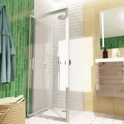 Swiss Aqua Technologies TEX-C ensemble porte compact/paroi 100x80cm anticalcaire avec profilés chrome brillant (SATTEXC100S80)* Paroi De Douche