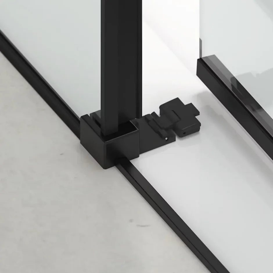 Swiss Aqua Technologies TEX BB Porte de douche 100x195cm coulissante anticalcaire avec profilés noir mat (TEXDBB100CT-SET)