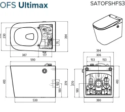 Swiss Aqua Technologies Ultimax WC hybride avec réservoir intégré et abattant frein de chute (SATOFSHFS3)