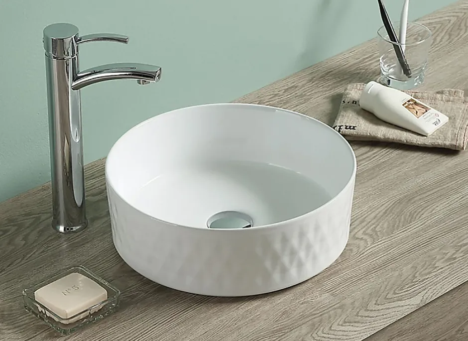 Swiss Aqua Technologies Vasque à poser Infinitio 36 x 36 x 12 cm sans trop-plein, blanc brillant (SATINF3636)