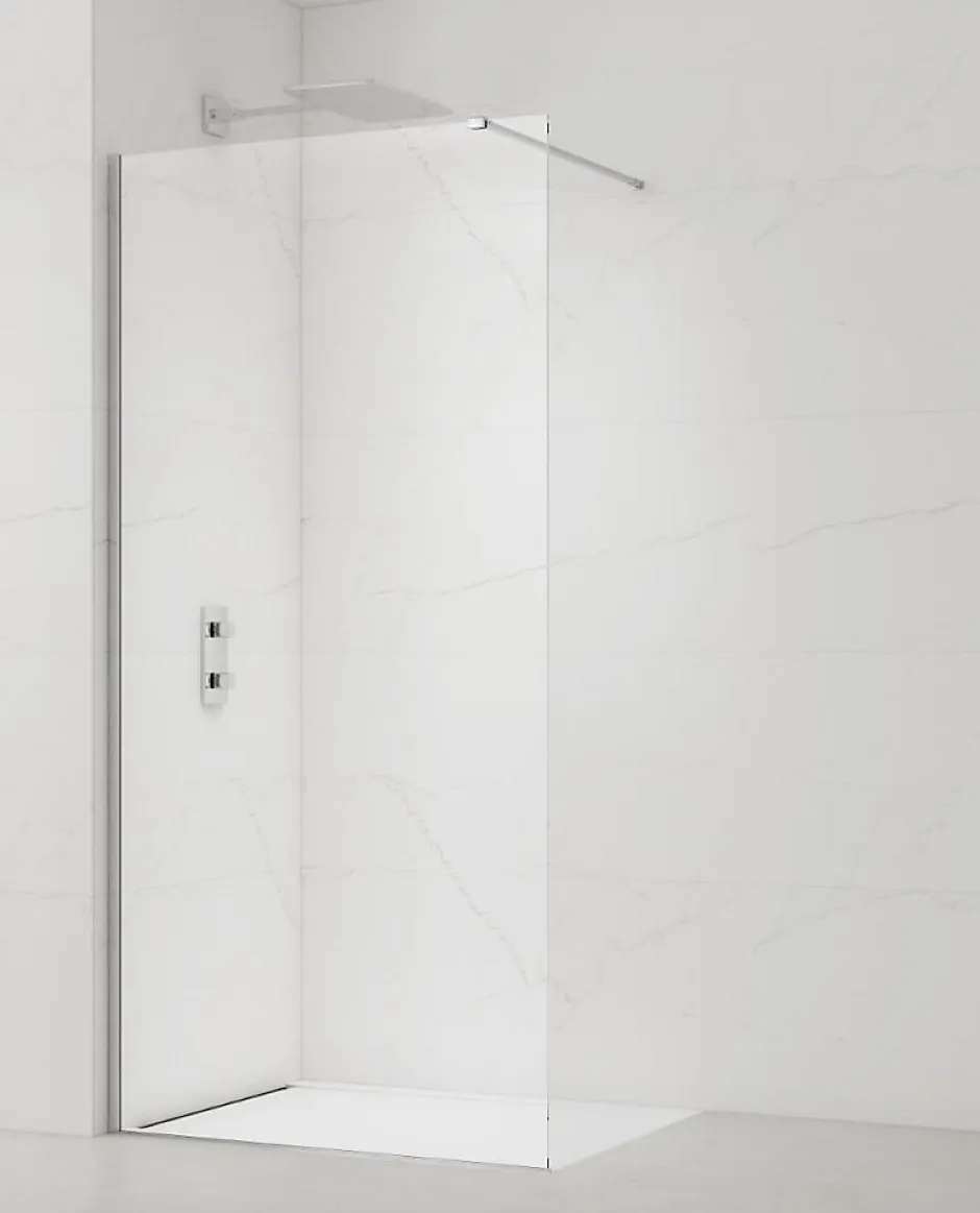 Swiss Aqua Technologies Walk-in 110x200cm paroi Crystal Glass 8 mm anticalcaire+bras et profilés chrome brillant SATBWI110PR