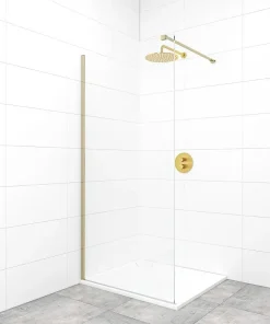 Swiss Aqua Technologies Walk-in 100x200cm Paroi Crystal Glass 8mm anticalcaire+bras et profilés Laiton (SATBWI100PRMO)