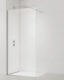 Swiss Aqua Technologies Walk-in 120x200cm Paroi en verre Crystal Glass 8 mm anticalcaire, avec bras et profilés chrome brillant* Paroi De Douche