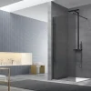 Swiss Aqua Technologies Walk-in Set Paroi de douche 77x200cm fixe en verre fumé + Bras de montage + Profilé, Noir (WI80KS-SET)