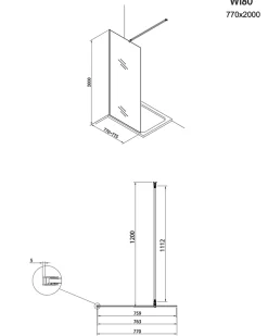 Swiss Aqua Technologies Walk-in Set Paroi de douche 77x200cm fixe en verre fumé + Bras de montage + Profilé, Noir (WI80KS-SET)