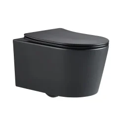 Swiss Aqua Technologies WC suspendu sans bride et fixations invisibles + abattant frein de chute, Noir mat (SATBRE010RREXPBKM)* Wc Suspendu