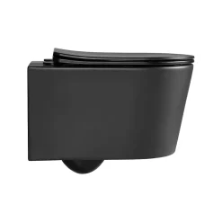 Swiss Aqua Technologies WC suspendu sans bride et fixations invisibles + abattant frein de chute, Noir mat (SATBRE010RREXPBKM)* Wc Suspendu