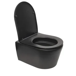 Swiss Aqua Technologies WC suspendu sans bride et fixations invisibles + abattant frein de chute, Noir mat (SATBRE010RREXPBKM)* Wc Suspendu